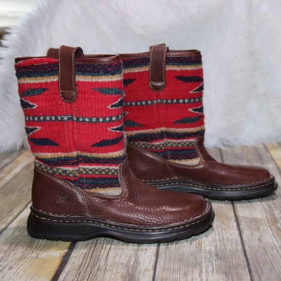 Born Shoes - Born Leather & Fabric Boots size 7